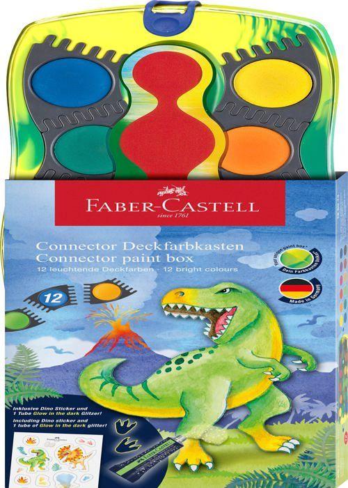 Boîte De Peinture - Faber-Castell - Dinosaure - 12 Couleurs - Phosphorescent - Design T-Rex
