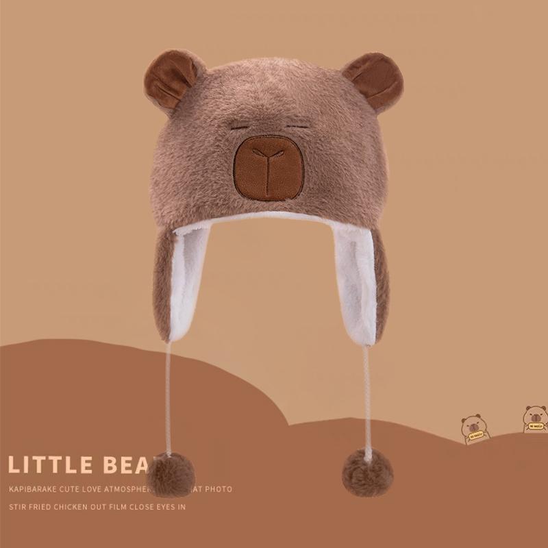 Animals Capybara Penguin Plush Hat for Cycling Warm Family and Friends Cartoon Husky Hat Christmas Gifts for The Winter Holidays
