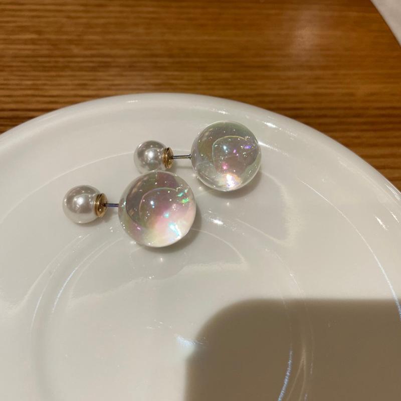 Серьги-гвоздики Dream Colorful Transparent Glass Ball Pearl, женские, нишевые, легкие, роскошные, элегантные, модные, изысканные, универсальные, серьги