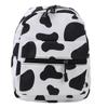 Mini Backpack Cute Sweet Fashionable Cow Pattern Multi Compartment Student Backpack for School