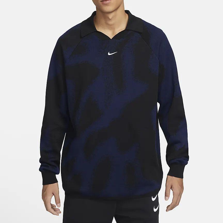 Nike Поло с вышитым логотипом Culture Of Football, повседневный трикотажный свитер с длинным рукавом, мужской свитер темно-синего цвета FD7285-410