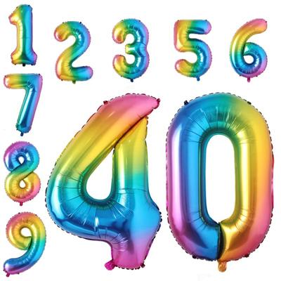 40-дюймовый Большой радужный фольгированный шар на день рождения Гелиевые шары с цифрами Украшения для вечеринки С Днем Рождения