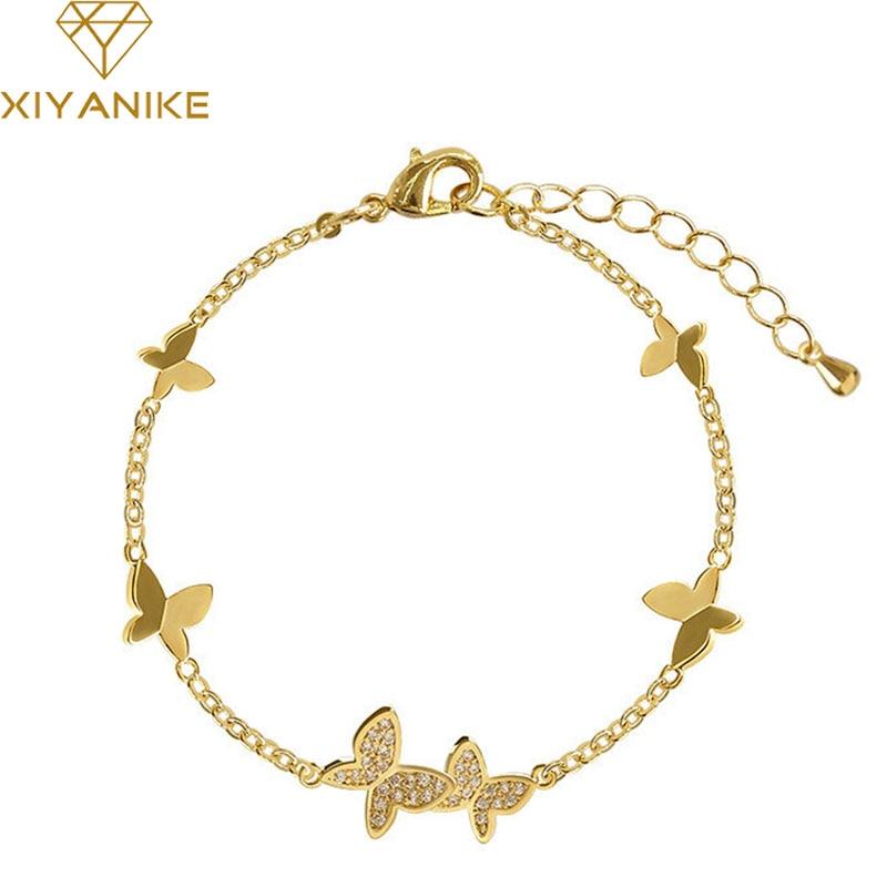 XIYANIKE предотвращает аллергию 925 пробы стерлингового серебра свадебный браслет для женщин пары классические хрустальные бабочки ювелирные изделия для рук подарки