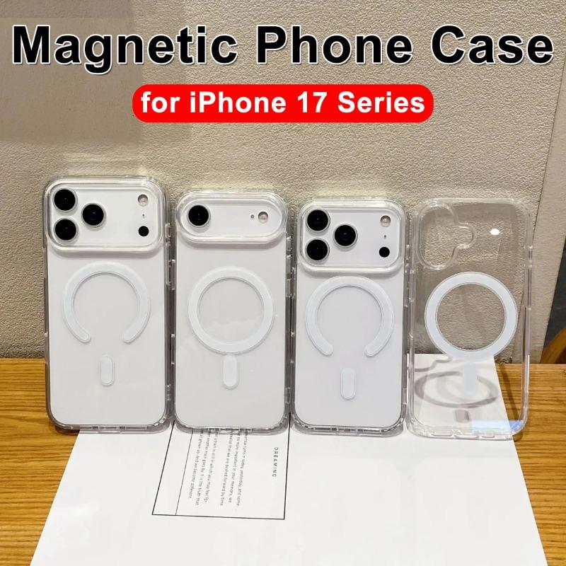 Прочный Магнитный Чехол Для iPhone 17 ProMax 17Pro 17Air Прозрачная Крышка Телефона Для iPhone 17 Подходит для Зарядной Оболочки Magsafe