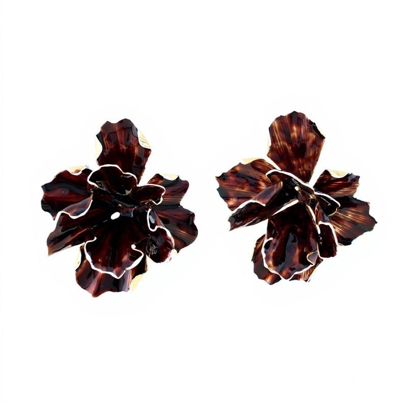 Трехмерные нерегулярные преувеличенные серьги с большими цветами, выполненные масляными мазками, изысканные многослойные серьги