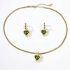 European and American Retro18K Gold-plated sea blue heart-shaped zircon necklace and earring set Luxury Niche Women's Jewelry Two-Piece Set