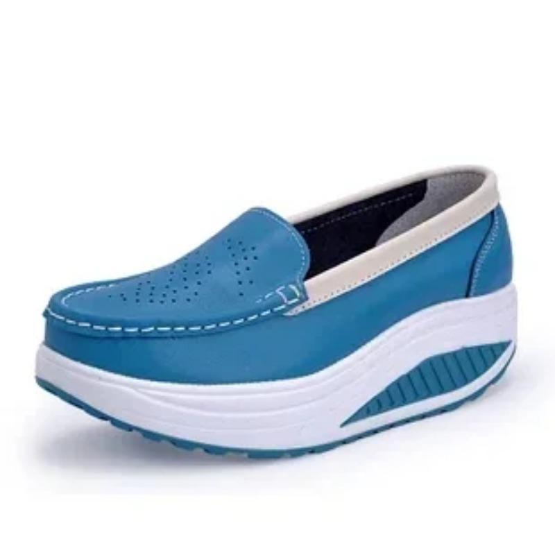 Женская обувь летняя женская кожаная обувь на платформе большого размера медсестра танкетка женская сетка дырка рабочая обувь на плоской подошве