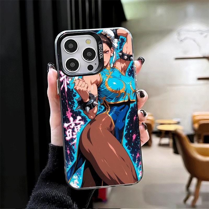 Мягкий чехол ChunLi S-Street F-FighterS для iPhone 15 16 17 Pro Max 17Air 16E 14 Plus 13 12 Mini Ударопрочный чехол Задняя панель