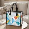 Watercolor Geometric Pattern Tote Bag Portable Daily Casual Handbag for Shopping Outdoor Use