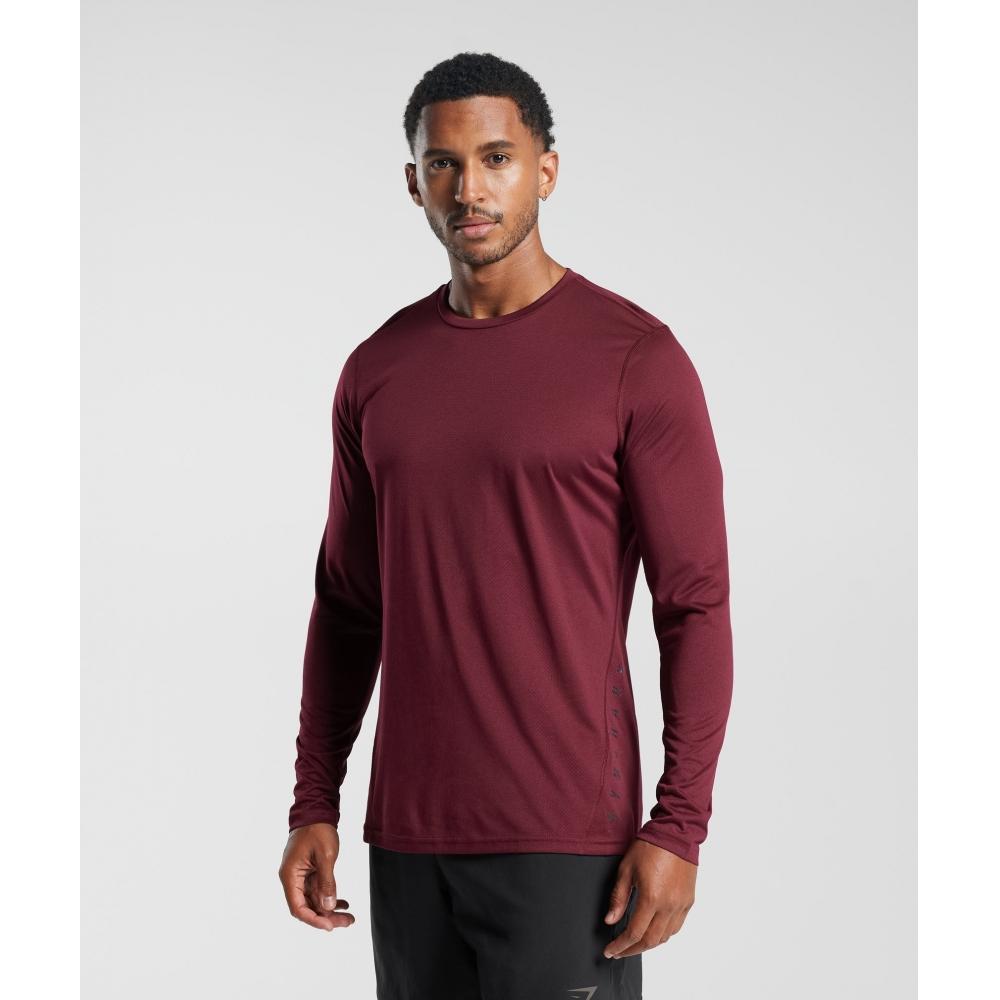 GYMSHARK Sport Long Sleeve T Shirt Plum Pink Black Marl A2A7L KBVL