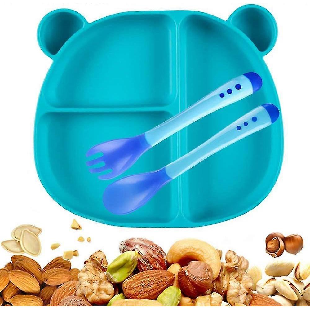 Baby Suction Plate, Infant Toddler Non-slip Silicone Divided Placemat With Strong Suction Cup Fits Most High Chairs, For Kids