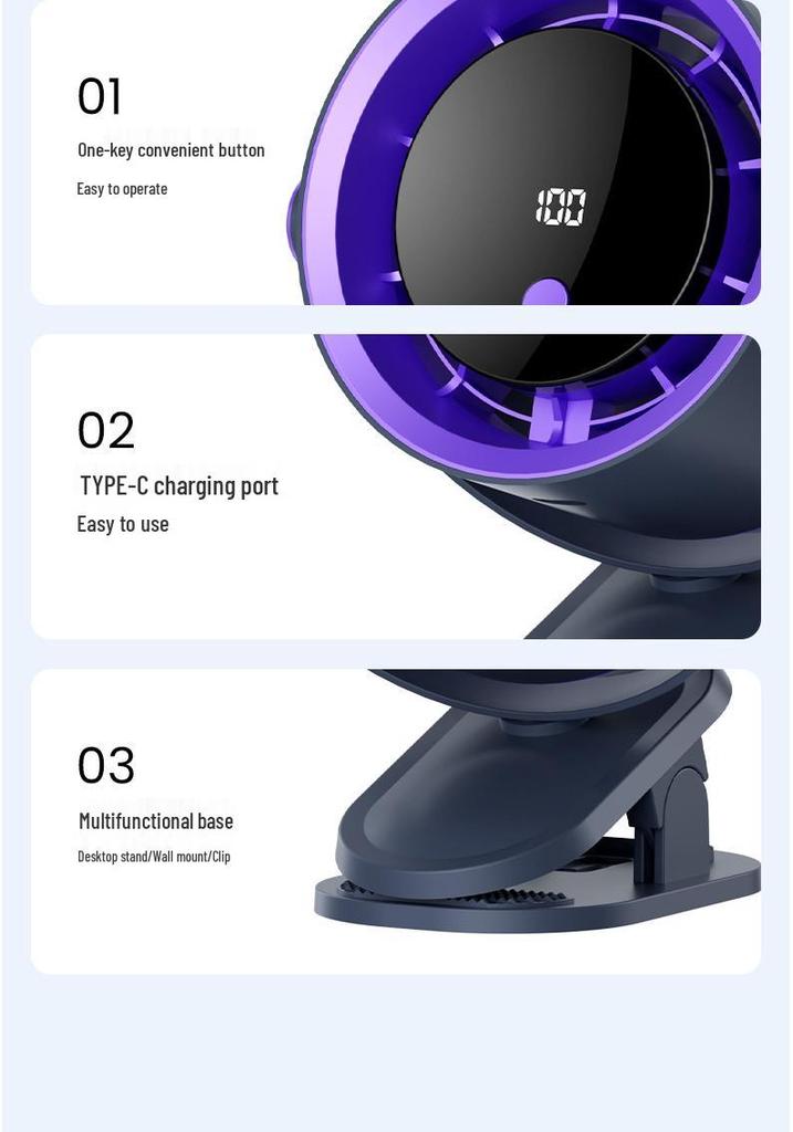 Smart High-Speed Portable Desktop and Hanging Fan with Digital Display
