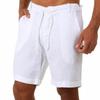 Мужские летние модные мужские льняные шорты, хлопковые пляжные шорты, новые свободные однотонные шорты-карго для дикого отдыха для мужчин, спортивные шорты