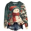 Ladies' Christmas Printed Long Sleeved Round Neck Hoodie Loose Top