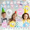 Kawaii Dog Party Supplies Include Banner Cake Topper Balloons for Theme Party
