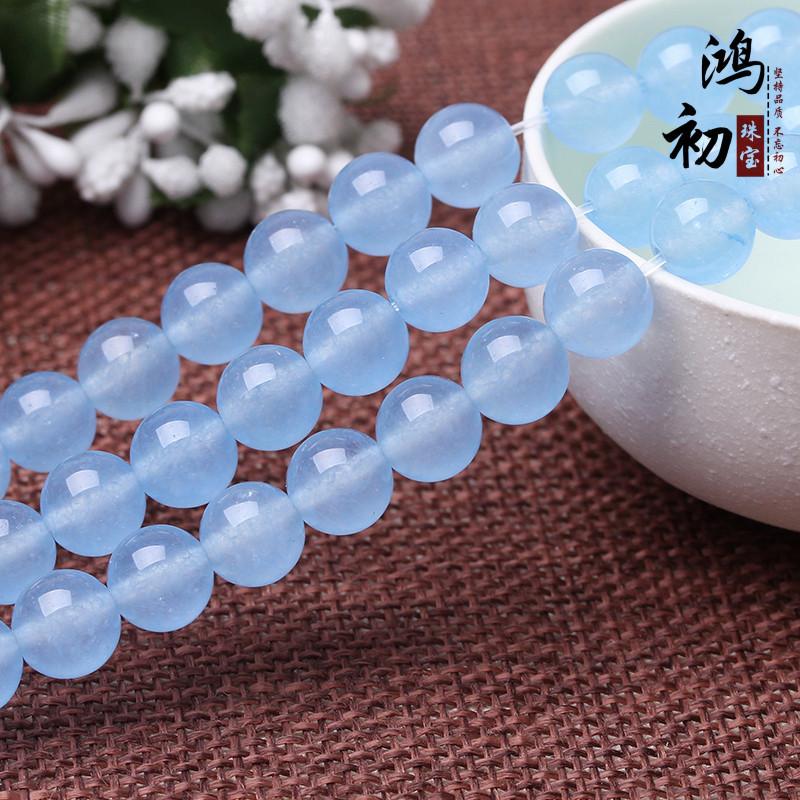 Hongchu Crystal Blue chalcedony loose beads Light blue chalcedony Semi-Finished Products diy Jewelry accessories beads