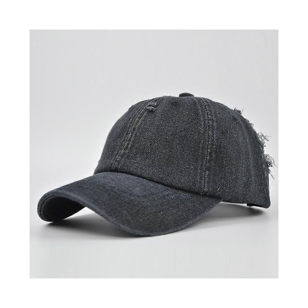 Do old washed cotton denim baseball cap with holes baseball cap simple light board peaked cap one piece