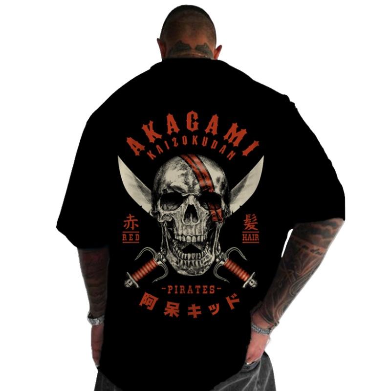 Летняя мужская футболка в стиле хип-хоп с рисунком черепа, свободные топы с круглым вырезом и короткими рукавами, дышащая удобная одежда больших размеров