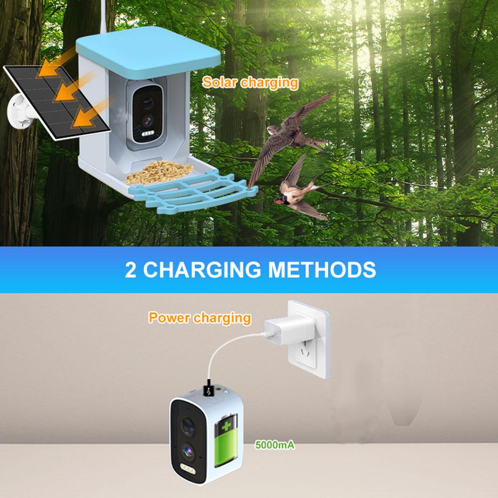 Smart Bird Feeder with Camera 2L Capacity Bird Feeder for Outdoors with Solar Panel Built-in