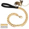 Big Dog Stainless Steel Pet Supplies Leather Handle Traction Rope Titanium Steel Big Dog Cast Dog Chain