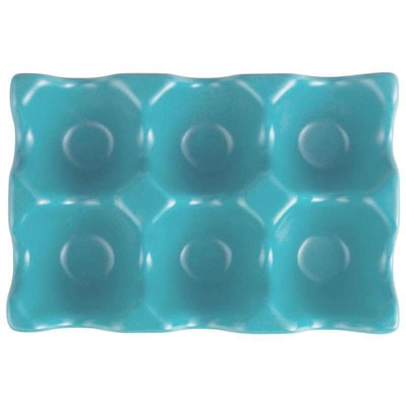 Creative Japanese-Style Ceramic Egg Grid High-Value Household Kitchen Egg Storage Box Cute Six-Grid Egg Tray Egg Rack