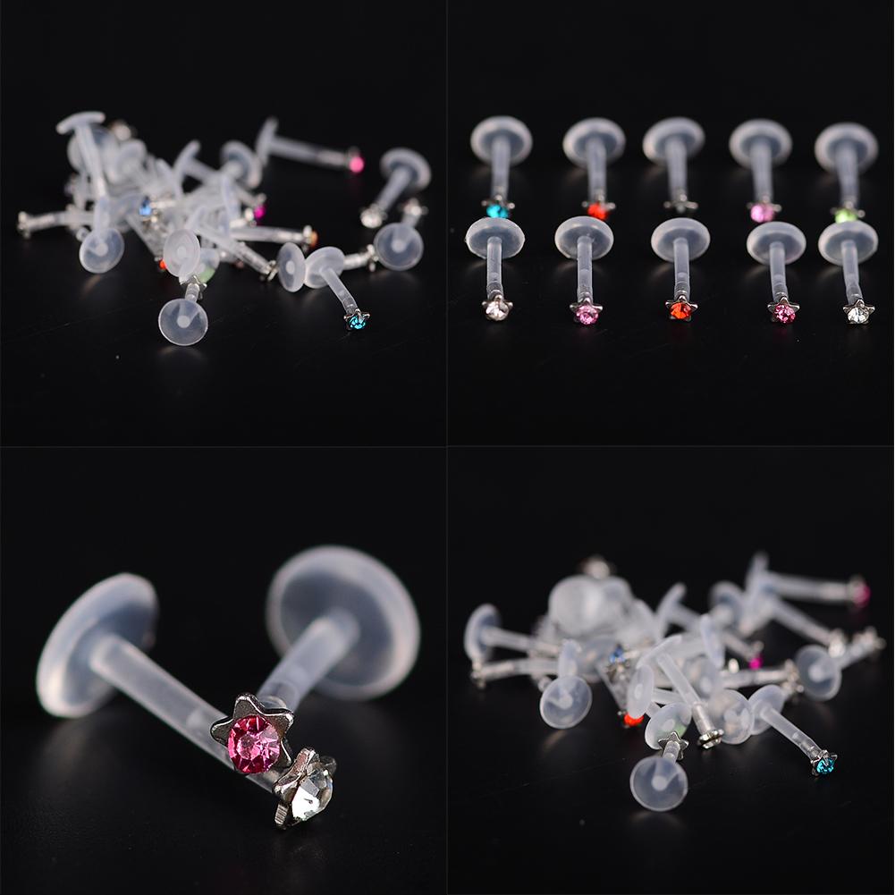 5Pcs Flexible Labret Lip Ring Ear Helix Cartilage Studs Piercing Body Jewelry
