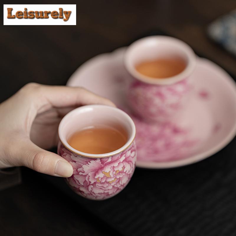 2 шт./лот старинная фарфоровая чайная чашка с порошковым узором Ru Kiln, чашка для яиц, дегустационная чайная чаша, чайный набор Kung Fu, 90 мл