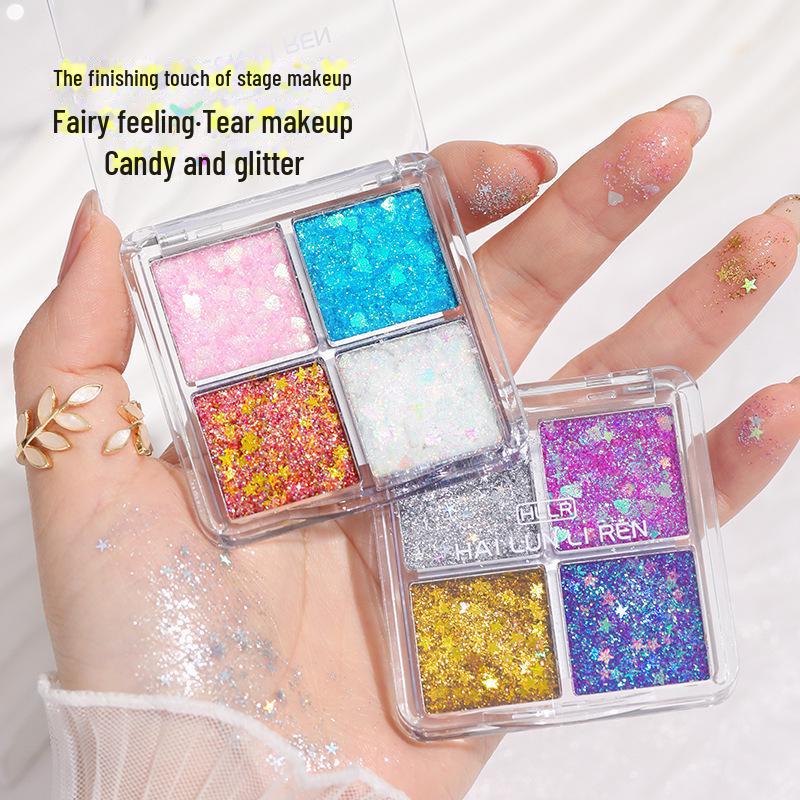 Super Shiny Crystal Sequin Eye Shadow Gel - 4-Color Glitter for Show-Stopping Eye Makeup