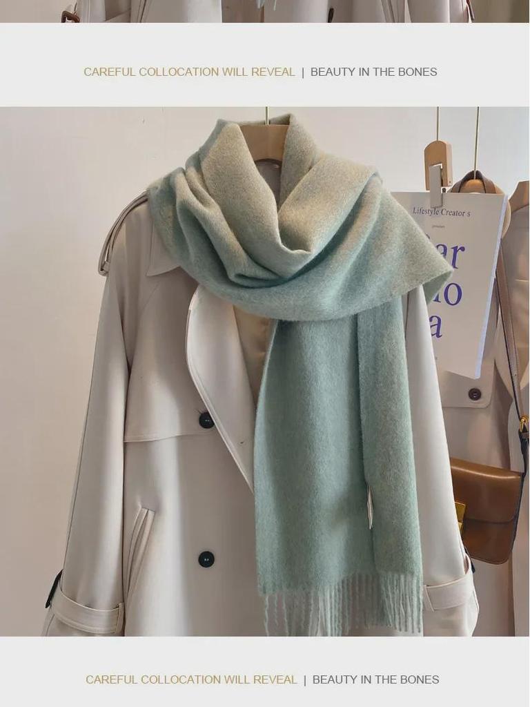 Роскошный шерстяной шарф для женщин: Элегантная осенне-зимняя шаль на шею, идеально подходит для пар, согревает родителей