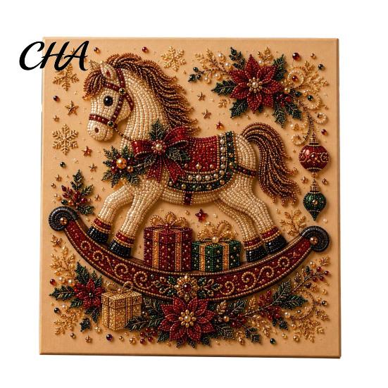 Festive Bead Art Decorations Xmas Faux Pearl Painting Kit, Christmas 3D DIY Holiday Craft Projects for Adults Project Adults, Home Wall Decor Crafting