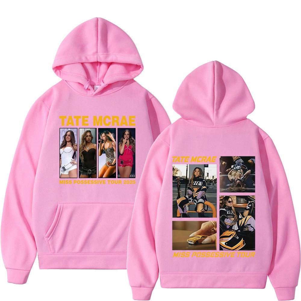 Толстовка с графическим принтом "Tate McRae Miss Possessive Tour 2025" для мужчин и женщин. Высококачественная толстовка с длинными рукавами. Модная и удобная толстовка.