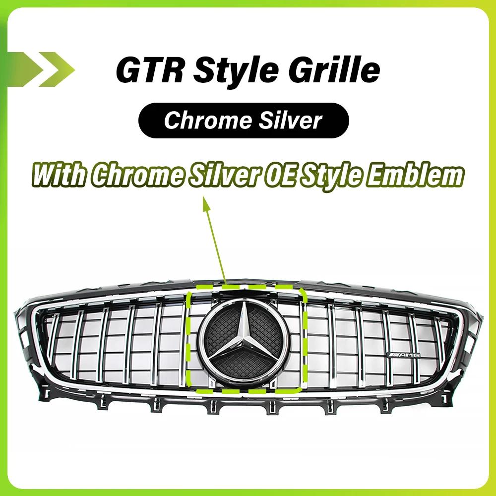 TXVBT1 Hot 2026 New For Benz Chrome GTR Style Upper Grille With Silver OE Style Badge Star Emblem Logo For Mercedes Benz CLS-Class W218