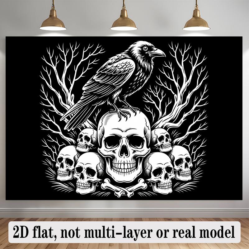 Party Backdrop Halloween Flat Banners Gothic Skull Celebrations Wedding Enthusiasts Event Backdrop Decoration Front Door Decor