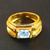 Aquamarine Oval Cut With 925 Sterling Silver Gold Plated Ring For Men's #A737 JL375659043641
