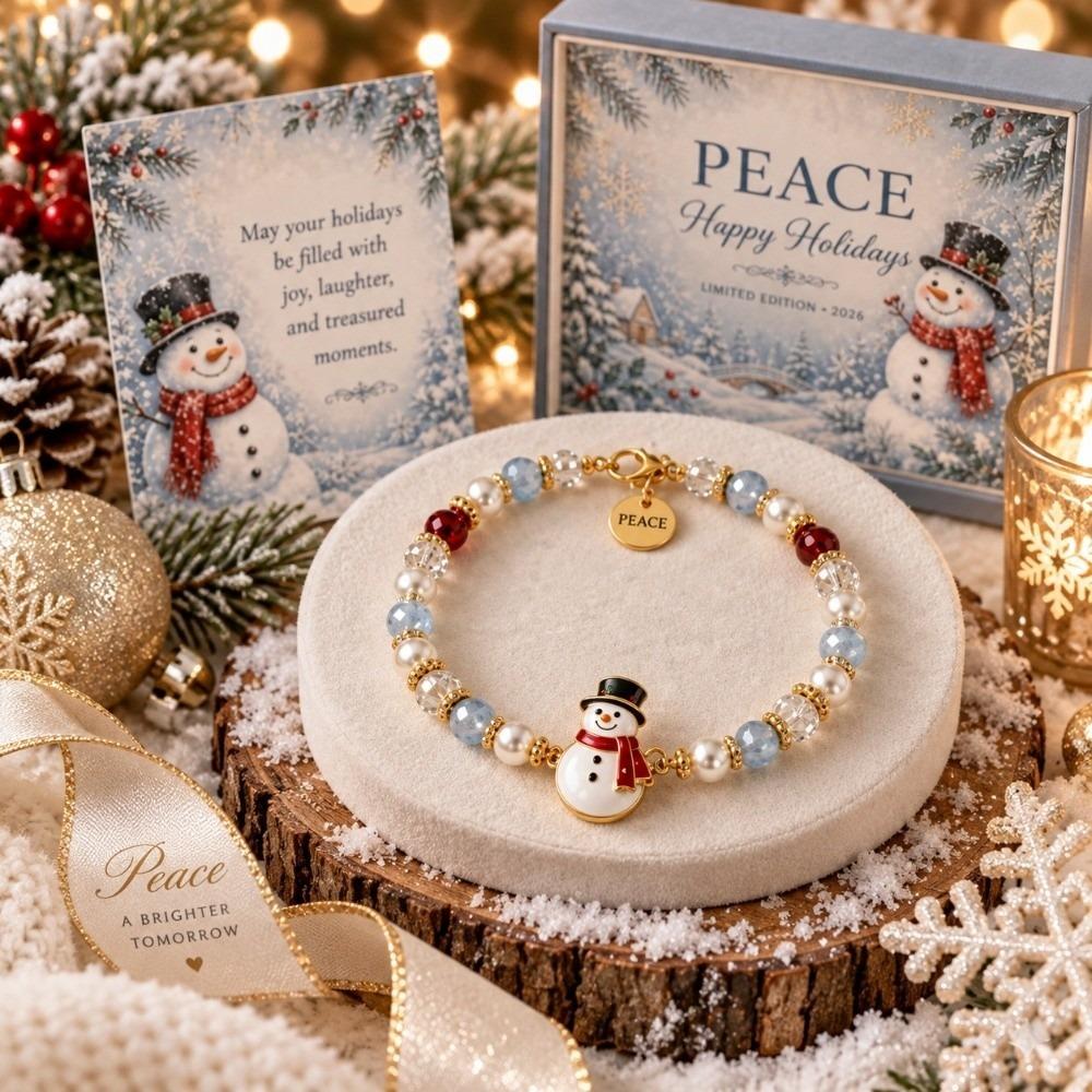 Santa Claus Crystal Beaded Bracelet Snowman Women Bangle Christmas Bracelets Party Favor