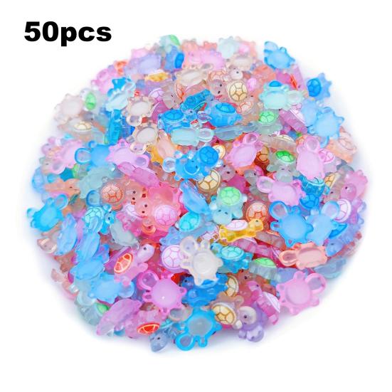 Yousheng 50Pcs Mini Resin Animals Turtles Figurines Waterproof Realistic Resin Statues with Luminous Effects Nail Decorations