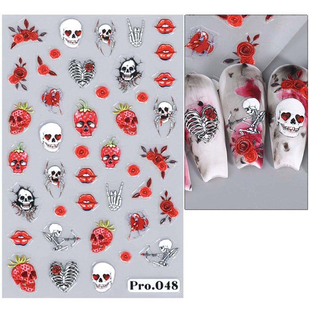 Наклейки на ногти в виде тыквы на Хэллоуин, узор в виде черепа-призрака, наклейки на ногти на Хэллоуин, красочный маникюрный салон