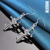 925 Sterling Silver Cross AAA Zircon Pendant Piercing Earrings Fashionable Wedding Jewelry