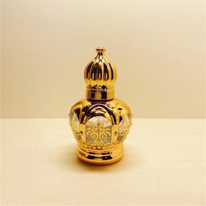 15ml Random Patterns Luxury Golden Essential Oil Roller Bottle Refillable Perfume Bottle Glass Roll-On Essential Oil Bottle Cosmetics Container
