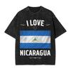 Washed T Shirts Nicaragua Flag Map Hip Hop Vintage T-Shirts Harajuku  Streetwear Short Sleeve Printed Tops Tees  Wo