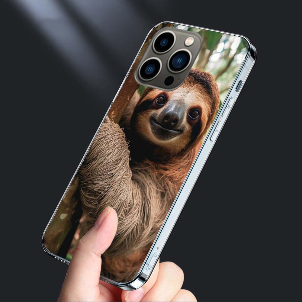 Милый чехол для телефона с ленивцем для iPhone 16E 15 Pro 14 Plus 17E 16 17 Pro Max Air 11 12 13 Mini Ударопрочный Capa Милый чехол TPU Прозрачный
