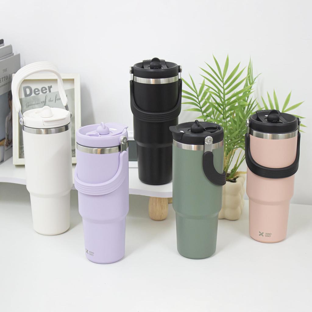 SKIASE Tumbler with 900ml Water Vacuum Keeps Hot or Wide Direct with Outdoor Red Puppy Design Straw, Bottle, Insulated, Cold, Mouth, Drinking, Lid,