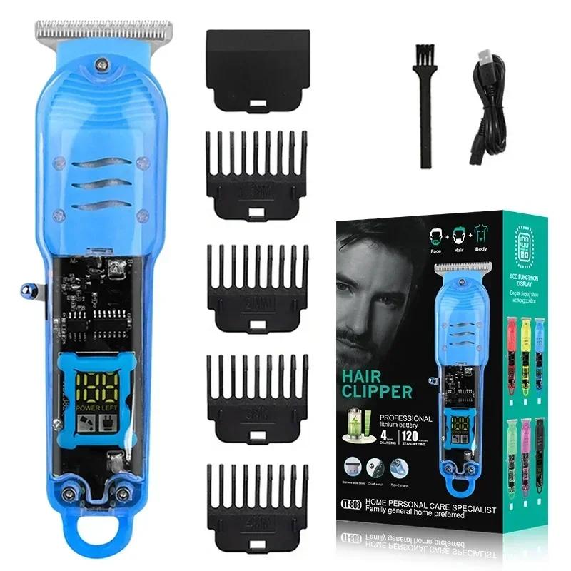 Hair Cut Machine Rechargeable Hair Clippers Transparent Professional Clippers Electric Hair Trimmers Shaver for Men
