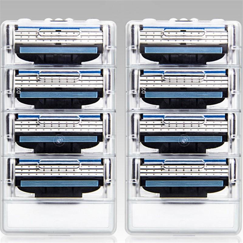 8pcs+1pcs Holder 3 Layers Razor Blade Men Face Razor Blades Replacement Blades Gillet Ma 3