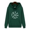 Nordic Mythology Viking Vegvísir Rune Compass Pattern Hoodie Loose-Fit Graphic Pullover