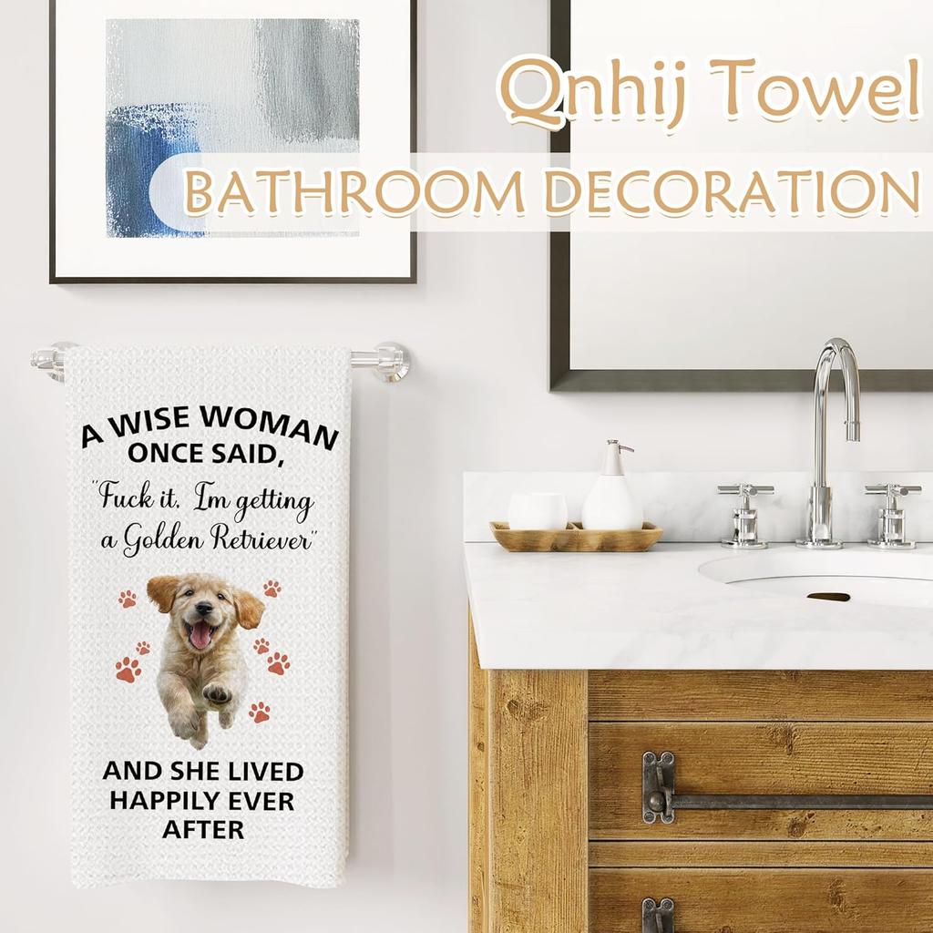 Funny Golden Retriever Kitchen Towels, Golden Retriever Gifts for Women Men, Dog Lovers Gifts Decorative Hand Towels for Bathroom, Funny Kitchen