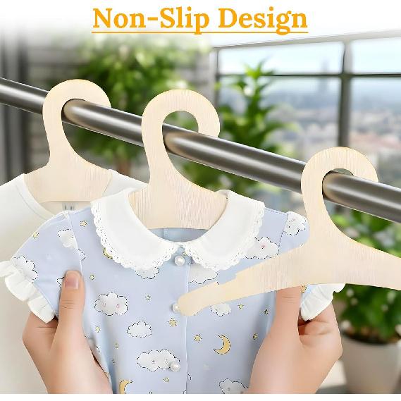 Wooden Kids Hangers 10 Pack 9 inch Cute Wood Baby Hanger Nursery Hangers Non Slip Coat Hanger Newborn Hangeri for Baby Kids Toddler Coats Pants Suits