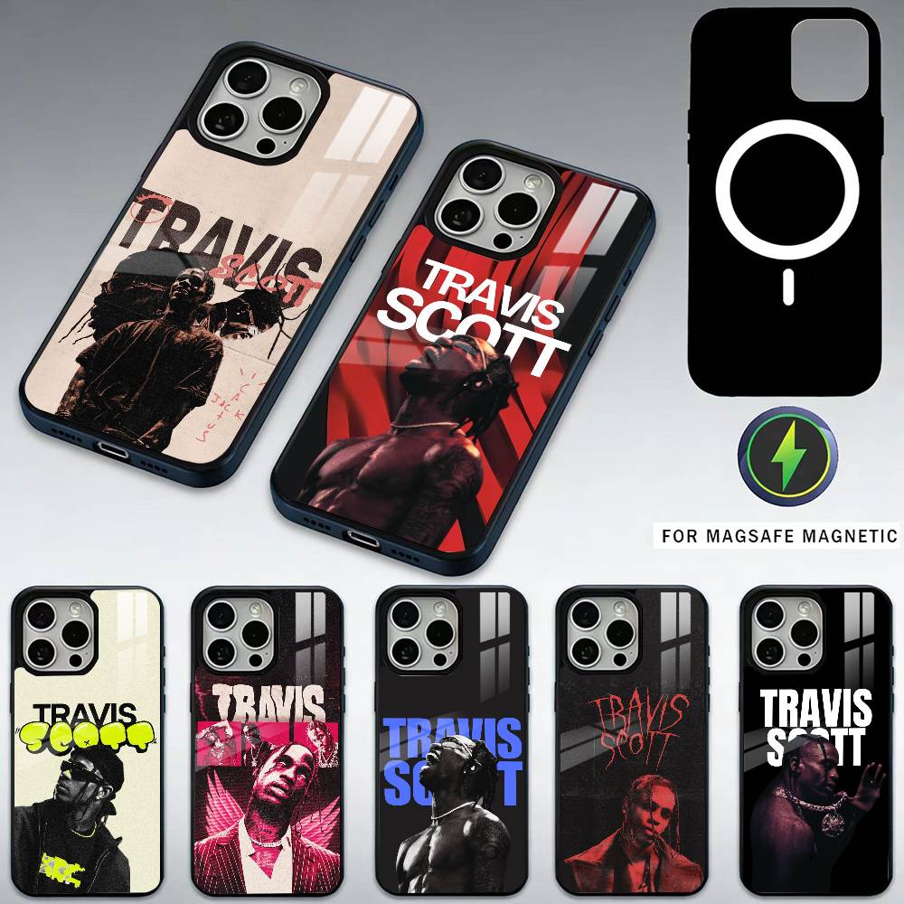 Чехол для телефона singer T-Travis Scott для iPhone 17, 16, 15, 14, 13, 12, 11 Plus, Pro Max Магнитный для Magsafe Беспроводной зарядки