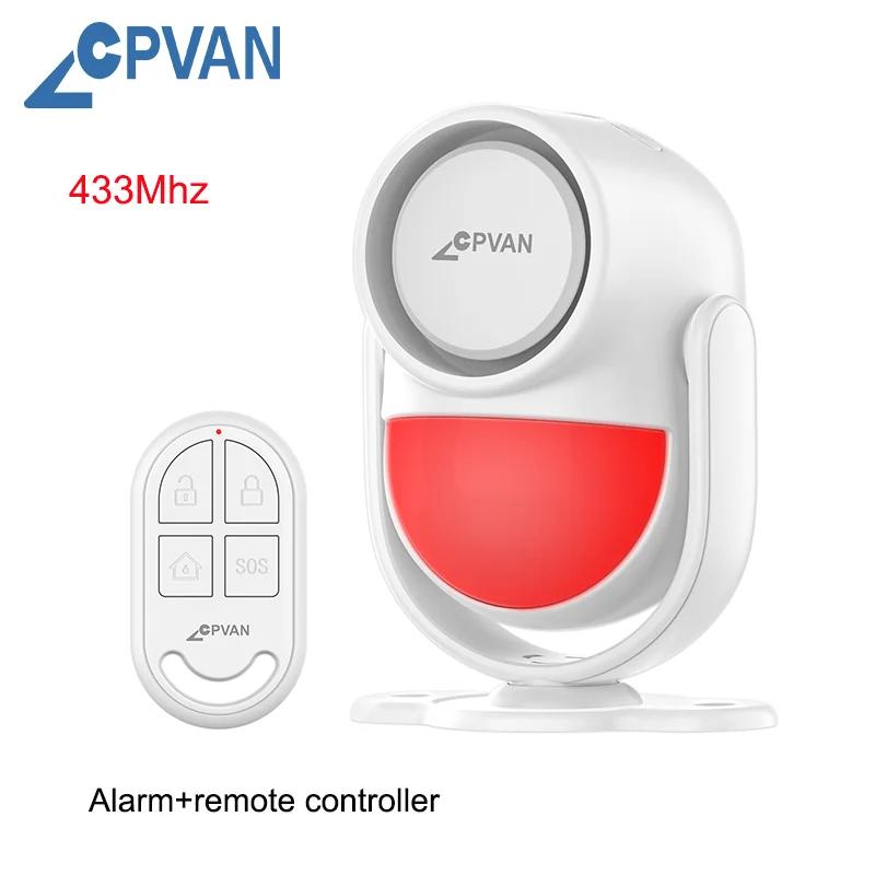 CPVAN infrared Motion Detector Home Burglar Security Protection Alarm Wireless 433MHz PIR Motion Sensor with Door sensor alarm