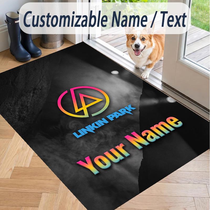 Custom Text Printed Rug Linkin Park Non Slip Floor Carpet For Home Room Decor